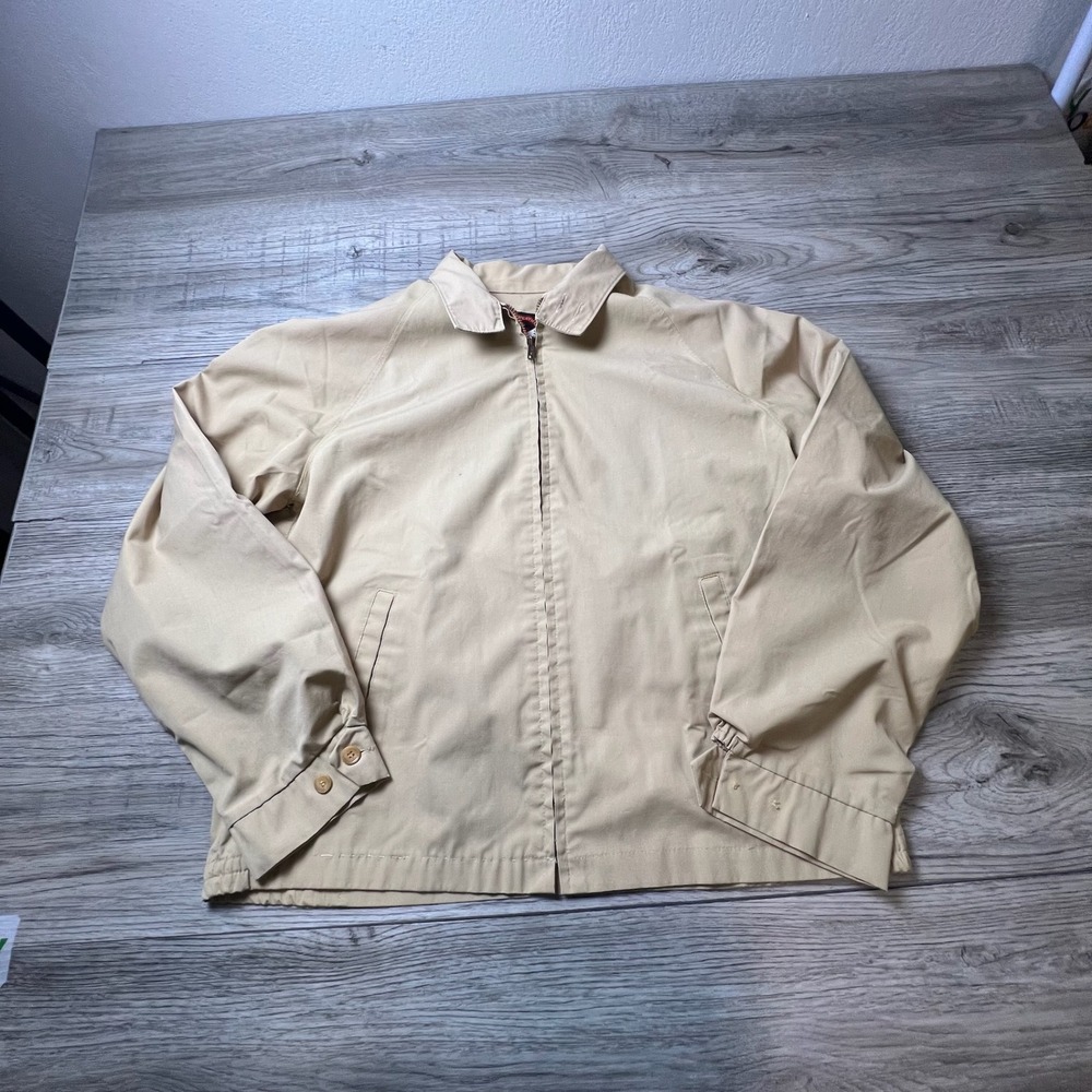 Campus Harrington Jacket Mens Medium Tan Vintage All Weather Zip Up USA Made